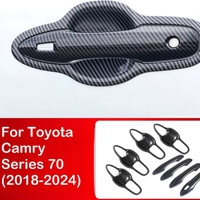 Set Carbon Fibre Look Door Handle + Bowl Covers 8pcs For Toyota Camry 70 Series 2018-2024 Ascent Ascent Sport SL SX