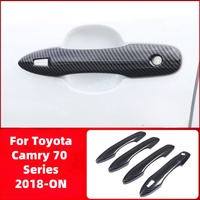 Set 4pcs Carbon Fibre Look Door Handle Covers Stick-On For Toyota Camry 2018-2024 Ascent Ascent Sport SL SX