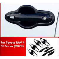 Set 8pcs Gloss Black Door Handle + Bowl Covers For Toyota RAV 4 50 Series 2020-ON GX GXL Cruiser Edge