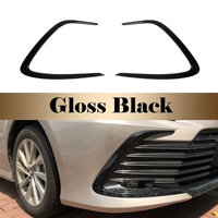 Gloss Black Front Bumper Grille C-Shaped Moulding Trims Stick-On For Toyota Camry 2021-2024 Ascent 