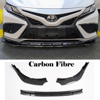 Carbon Fibre Look Aftermarket Front Bumper Lip Splitter Screw-on For Toyota Camry 2021-2024 Ascent Sport SL SX